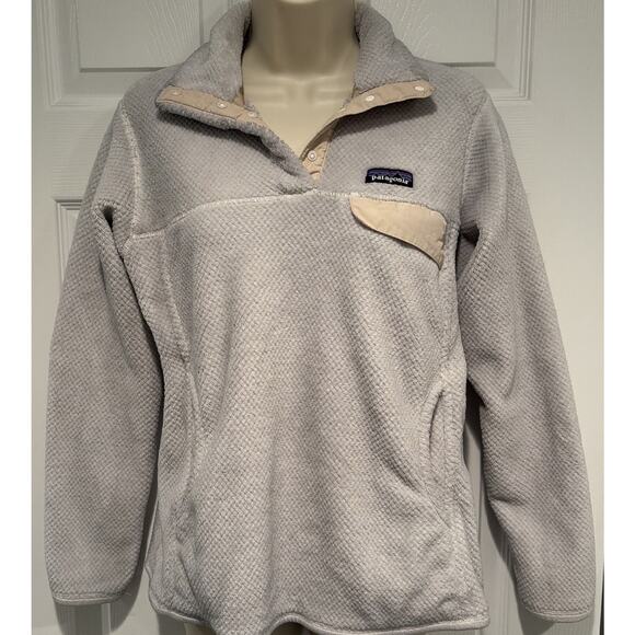 Patagonia Women’s Polartec retool Fleece Pullover Jacket Cream Beige Sz M Snap-T - Picture 3 of 11